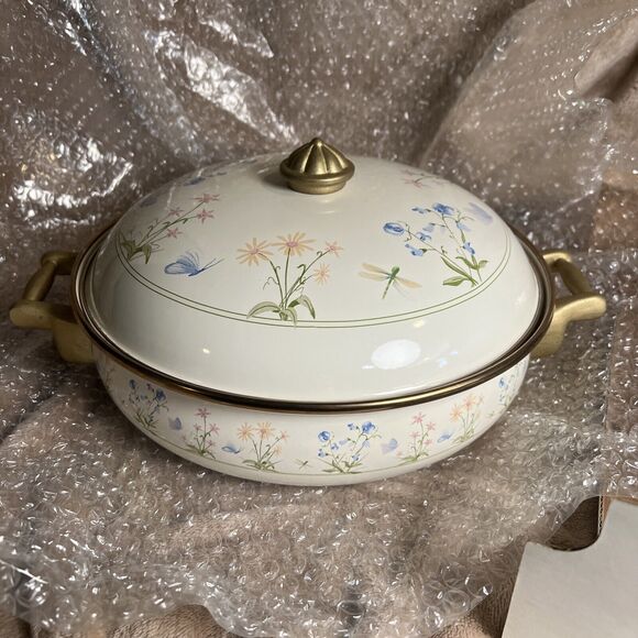 NEW Tools Of The Trade SUMMER GARDEN Enamel Ware Dutch OVEN CASSEROLE POT 10” - Picture 4 of 5